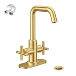 Phiestina Brushed Gold 2-HANDLE 4 Inch Centerset Single Hole Bathroom Faucet .... Fixed Price $133.44.