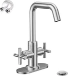 Brushed Nickel 2-HANDLE 4 Inch Centerset Bathroom Faucet With Drain,deck Plate. Fixed Price $49.99.