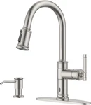 Brushed Nickel Touchless Kitchen Faucet With Soap Dispenser & 3-FUNCTION Sprayer. Fixed Price $158.99.