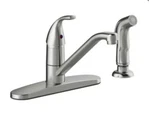 Seasons Anchor Point Single Handle Kitchen Faucet With Spray, Stainless Steel. Fixed Price $50.00.