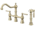 Avola Solid Brass Bridge Kitchen Faucet W/pull Down SPRAYER,2 Handle 4 HOLE(S15). Fixed Price $109.00.