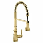 Moen Weymouth S73104BG Brushed Gold Pre-rinse Kitchen Faucet Power Clean. Fixed Price $499.99.
