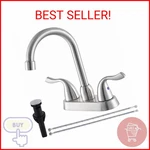 Hotis Home Brushed Nickel Bathroom Sink Faucet, 2 Handle 4 Inch Centerset. Fixed Price $35.40.