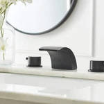 Bwe 8 In. Waterfall Widespread 2-HANDLE Bathroom Faucet With Led Light Black. Fixed Price $69.99.