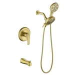 Fapully Single Handle 7-SPRAY Tub&shower Faucet 2GPM Dual Head Gold Valve. Fixed Price $88.99.