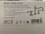 Jaclo 7830-T692-ACU Roaring 20'S Widespread Faucet With Finial Lever Handle. Fixed Price $629.99.