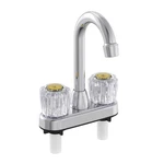 Home Plus 355101 1.2 Gpm High Arc Sleek Chrome Plated 2-HANDLE Bar Faucet 4 In.. Fixed Price $26.40.