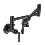 Moen Matte Black Double Handle Wall-mount Pot Filler Kitchen Faucet S664BL. Fixed Price $475.00.