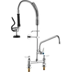 Commercial Faucet With Pre-rinse Sprayer, 26" Height, 8" Center, 12" Swing Spout. Fixed Price $186.03.