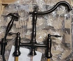 Signature Hardware Delacour Bridge Kitchen Faucet Sidespray Rubbed Bronze Read. Fixed Price $250.00.