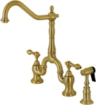 Kingston Brass KS7757ALBS English Country Bridge Kitchen Faucet Brushed. Fixed Price $649.00.
