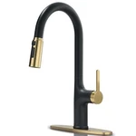 Kitchen Faucets, Black And Gold With Pull Down Sprayer, High A.... Fixed Price $101.99.