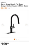 Kohler Clarus R30935-BL Pull-down Kitchen Faucet Single Handle Matte Black New. Fixed Price $199.99.
