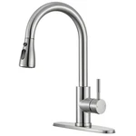 Soebiz Kitchen Faucet With Pull Down Sprayer, Brushed Nickel High Arc Single. Fixed Price $73.14.
