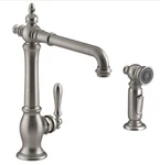 Kohler K-99265-VS Artifacts Single Hole Kitchen Faucet W/ Side Spray, Stainless. Fixed Price $480.00.