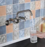 Sumerain Wall Mount Standard Kitchen Faucet Double Handles Brushed Nickel. Fixed Price $39.99.