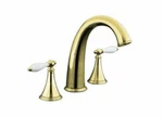 Kohler Finial K-T314-4P-PB Polished Brass Deck Mount High Flow Roman Tub Faucet. Fixed Price $589.95.