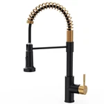 Gimili Black And Gold Kitchen Faucet With Pull Down Sprayer Single Hole Stain.... Fixed Price $93.15.
