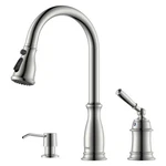 Dayone 3 Holes Kitchen Sink Faucets With Pull Down Sprayer And Soap Dispenser.... Fixed Price $138.28.