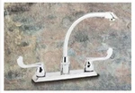Elkay LKD2442BH Exposed Deck Mount Faucet With Arc Spout 4" Handles, Chrome. Fixed Price $329.95.
