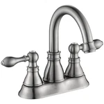 Two Handles Brushed Nickel Bathroom Faucet 3 Hole Sink With Overflow P.... Fixed Price $54.96.