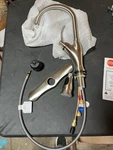 Tuscany Jensen High Arc Pull-down Kitchen Faucet Brushed Nickel W/ Soap. Fixed Price $50.00.