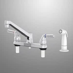 Home Plus Chrome 2-HANDLE Kitchen Faucet W/ Side Sprayer. Fixed Price $50.60.