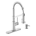 Glacier Bay Gage Spring Neck Pull-down Sprayer Kitchen Faucet W/ Soap Dispenser. Fixed Price $113.99.