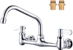 Polished Chrome Commercial Sink Faucet With 8" Swivel Spout & Dual Handles. Fixed Price $92.99.