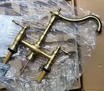 Signature Hardware Delacour Bridge Kitchen Faucet Aged Brass Sidespray. Fixed Price $333.00.