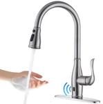 Free Automatic Single Handle Kitchen Sink Faucet, Stainless Steel Brushed Nickel. Fixed Price $524.44.