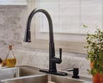 Allen + Roth Matte Black Reagan Deck-mount Pull-down Sprayer Kitchen Faucet New. Fixed Price $75.00.