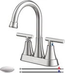 Bathroom Faucets For Sink 3 Hole, Hurran 4 Inch Brushed Nickel. Fixed Price $46.95.
