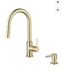 Better Homes & Gardens Pull Down Kitchen Faucet With Soap Dispenser Brushed Bras. Fixed Price $45.00.