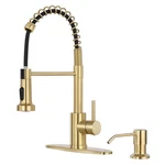 Khqf Kitchen Sink Faucet With Soap Dispenser,commercial Single Brushed Gold. Fixed Price $75.43.