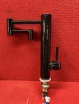 Used Matte Black Waterstone Hunley Kitchen Faucet Articulated Spout #3600-12-MB. Fixed Price $899.76.