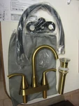 Brushed Gold 4 Inch Centerset 2 Or 3 Holes Bathroom Sink Faucet With Drain & Lin. Fixed Price $49.99.