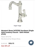 Newport Brass 2473/15S Jacobean Single Hole Lavatory Faucet - Satin Nickel. Fixed Price $749.99.