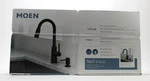 Sealed Moen Nori Pull Down Kitchen Faucet W/ Soap Dispenser 87066BL-BLACK Finish. Fixed Price $159.95.