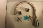 Phylrich D1221ATO-15 Deck Tub Set High Arc Spout Skyla Cross Handle Satin Nickel. Fixed Price $177.39.