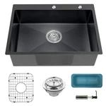 Black Kitchen Sink, Drop Stainless Steel 30X22X8 Inch Topmount Single Bowl.... Fixed Price $239.65.