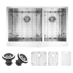 Vigo VGR3620BL Stainless Steel Double Basin Farmhouse Kitchen Sink Set. Fixed Price $439.99.