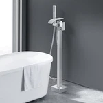 Vevor Freestand Bathtub Faucet Filler Waterfall Floor Mount Brushed Nickel. Fixed Price $90.09.