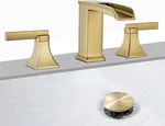 Sanliv 28336 Widespread Bathroom Faucet Hole, Brushed Gold Waterfall. Fixed Price $124.99.