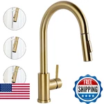 Hotis Gold Kitchen Faucet With Pull Down Sprayer, High Arc Stainless Steel Sink. Fixed Price $83.16.