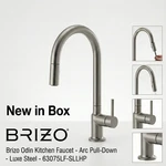 Brizo Odin Kitchen Faucet Arc Pull-down Luxe Steel 63075LF-SLLHP + Handle HLK175. Fixed Price $799.00.