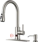 Brushed Nickel Touchless Kitchen Faucet With Soap Dispenser & Pull Down Sprayer. Fixed Price $158.99.