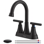 Bathroom Faucets For Sink 3 Hole, Hurran 4 Inch Matte Black With Pop-up Drain.... Fixed Price $47.83.