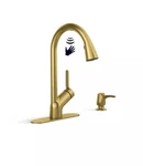 Kohler Pull-down Sprayer Kitchen Faucet 16" Single-handle Touchless Gold. Fixed Price $220.00.