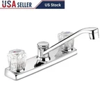 Dual Handle Kitchen Faucet Low Arc Swivel Spout Centerset Zinc Coverplate New. Fixed Price $48.56.